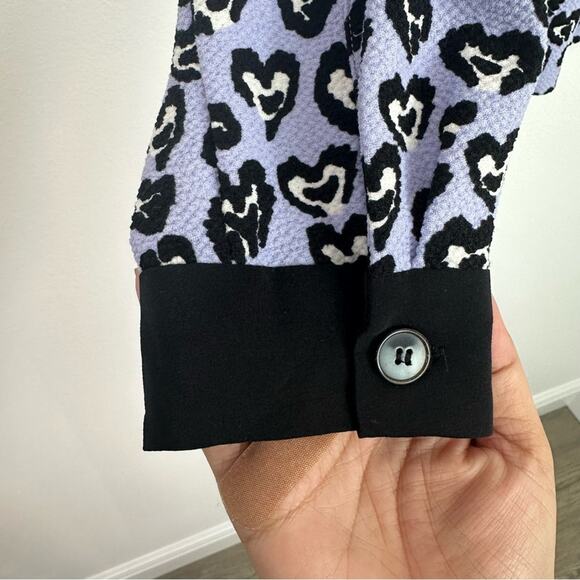 Sandro Rina Purple Heart Patterned long sleeve Blouse Top - Picture 5 of 8